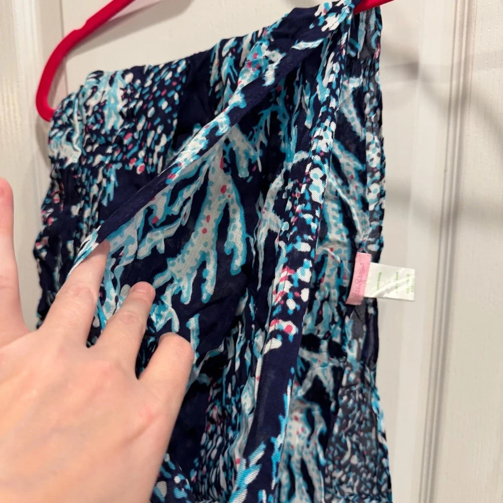 Lilly Pulitzer Riley Infinity Scarf Navy Good Reef Coral Starfish Rayon